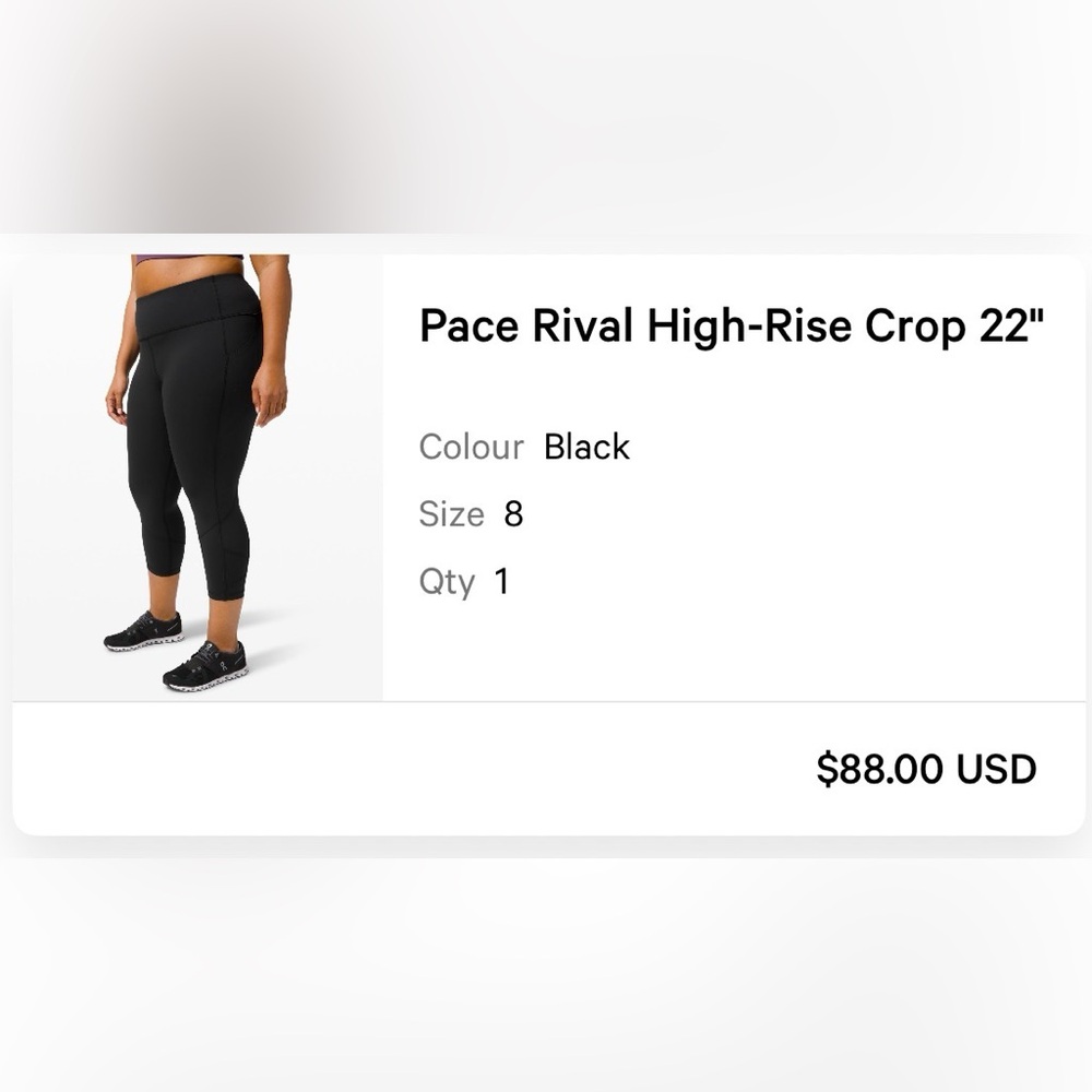 lululemon athletica Pace Rival High-Rise Crop 22" - Black